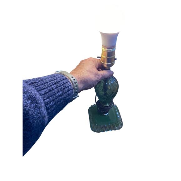 Vintage Green short glass lamp - Picture 1 of 7